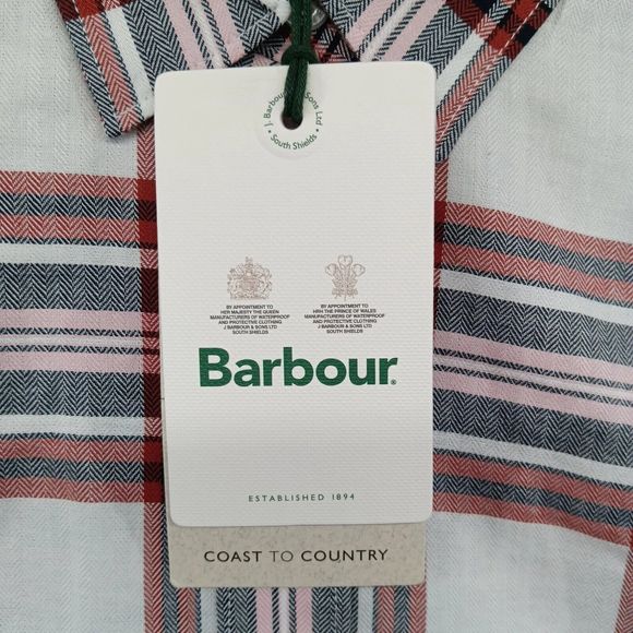 NWT & Bag Barbour Bethwin Button Up Shirt Cloud Check Holiday Plaid Women SZ 14 - Picture 6 of 16